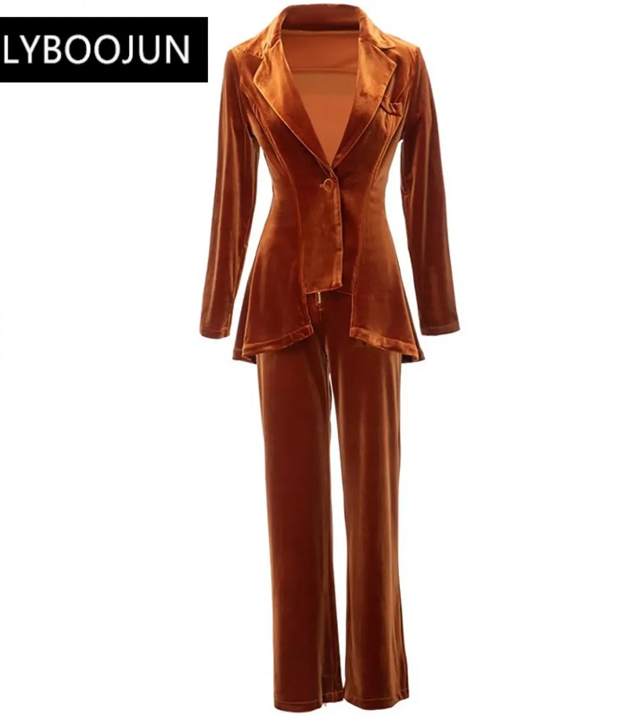 2023 Runway Designer di lusso Alta qualità Elegante estate Colletto rovesciato Manica lunga Velluto Fibbia singola  velluto Due