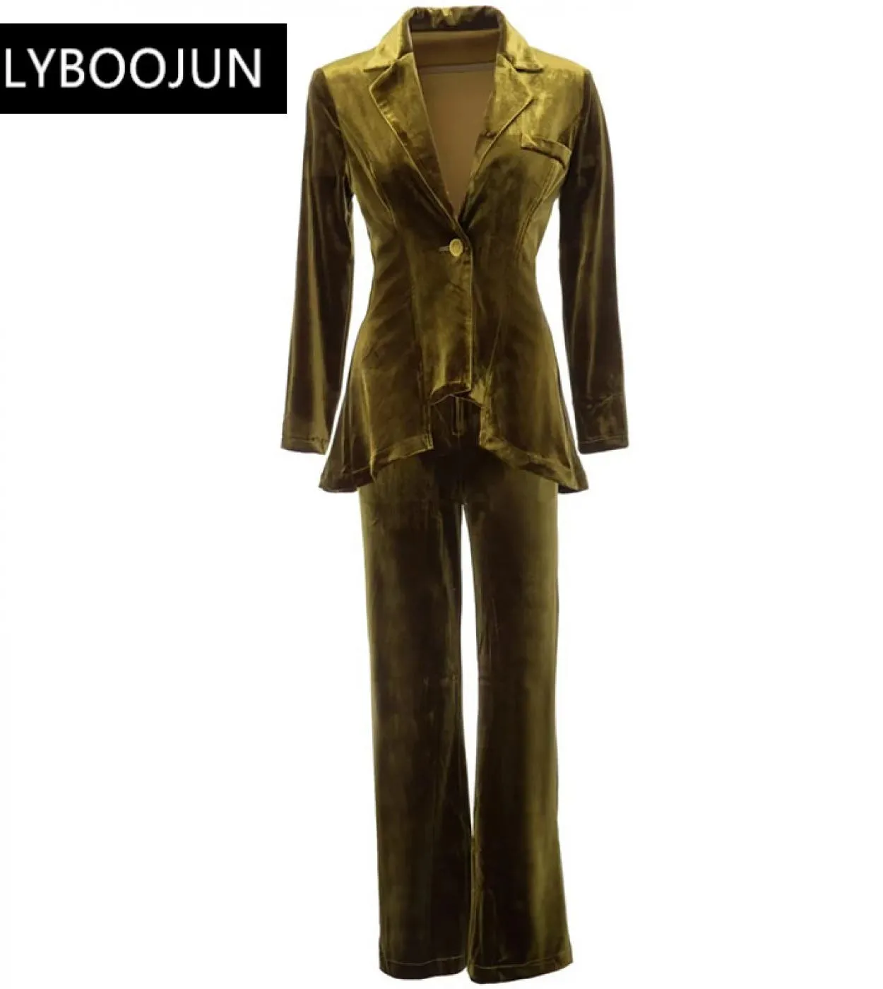 2023 Runway Designer di lusso Alta qualità Elegante estate Colletto rovesciato Manica lunga Velluto Fibbia singola  velluto Due