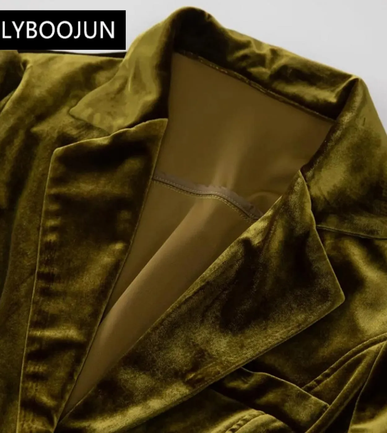 2023 Runway Designer di lusso Alta qualità Elegante estate Colletto rovesciato Manica lunga Velluto Fibbia singola  velluto Due