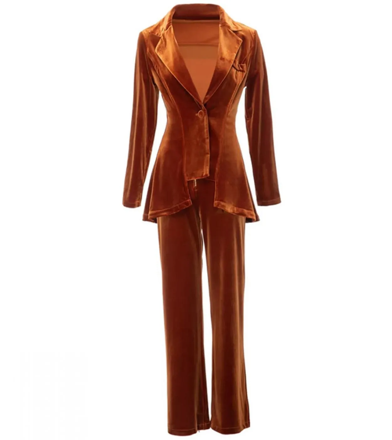 2023 Runway Designer di lusso Alta qualità Elegante estate Colletto rovesciato Manica lunga Velluto Fibbia singola  velluto Due