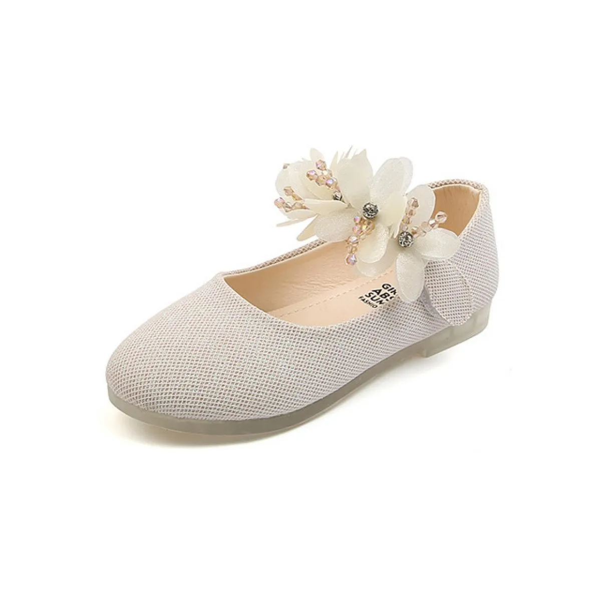 2023 Scarpe eleganti in pelle da bambina per bambina Primavera Autunno Beige Rosa Bianco Scarpe da principessa con strass con fi