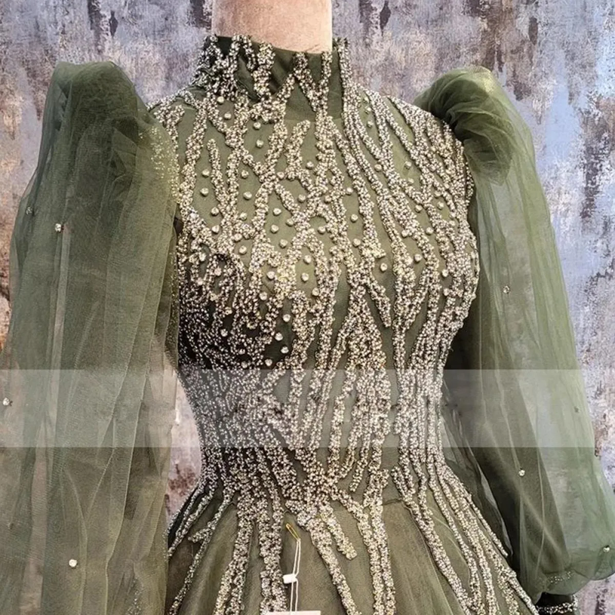 Abiti da sera musulmani verdi personalizzati Gonna a pieghe con perline Abito formale Medio Oriente Femmine Vestidos De Noche Is