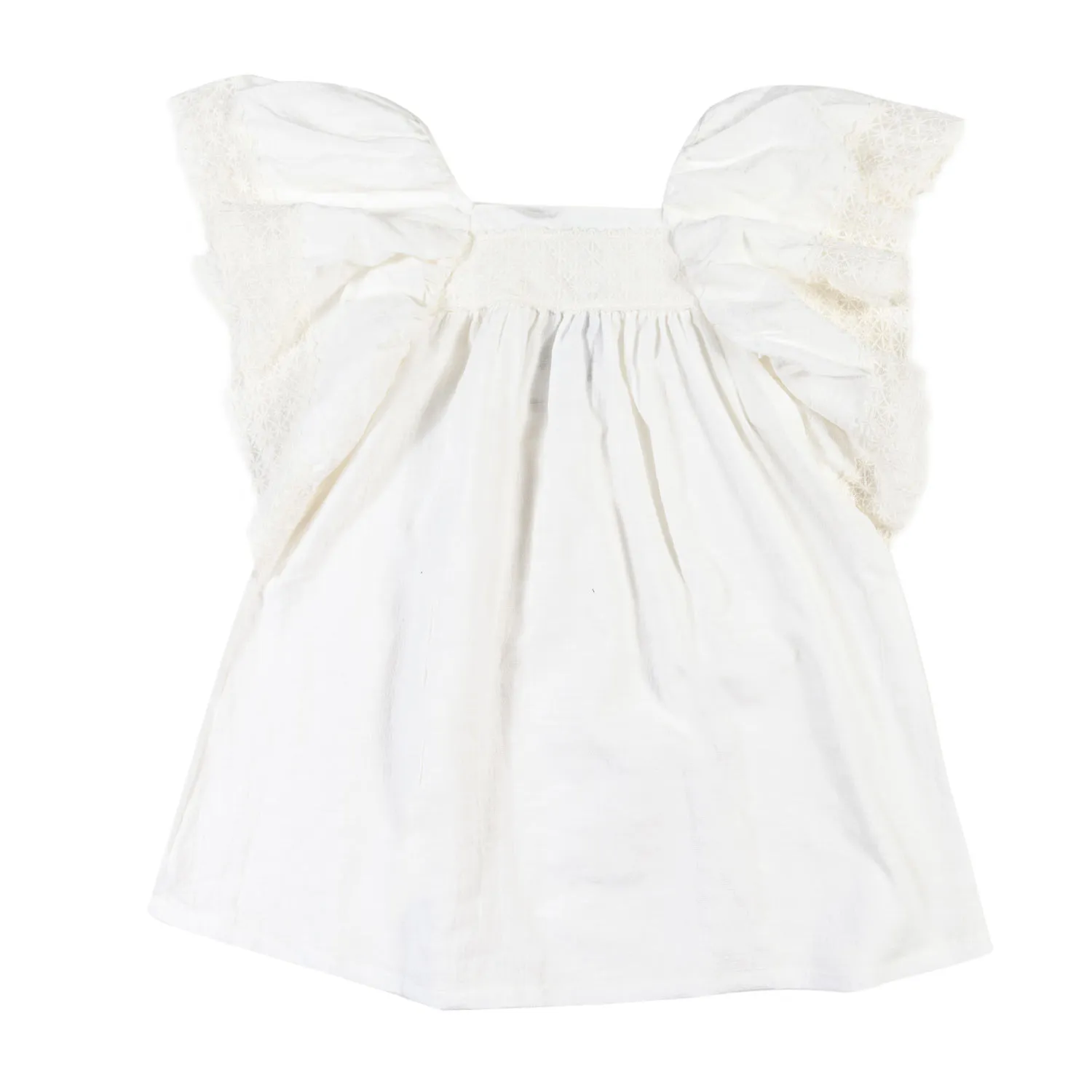 Abito Bianco Con Dettagli In Pizzo Bambina