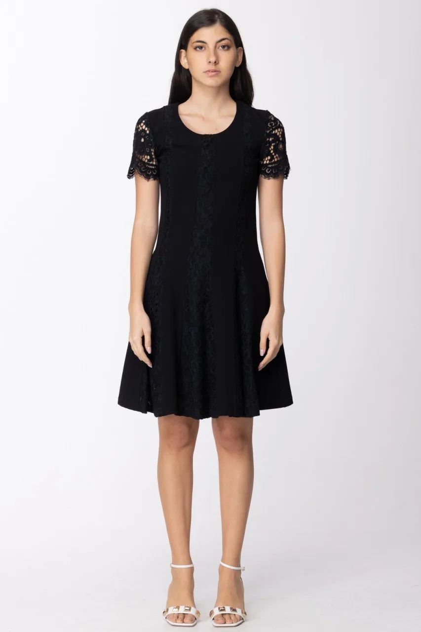 Abito con pizzo macramè Nero