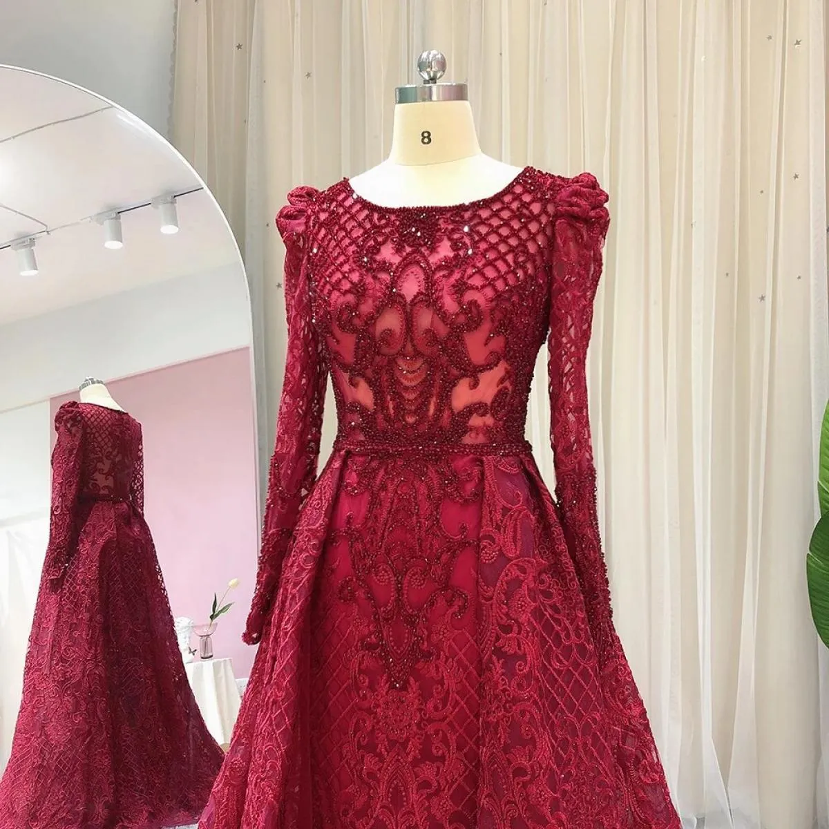 Abito elegante da donna, festa di nozze, manica, abito da sera in pizzo, abiti da ballo in pizzo