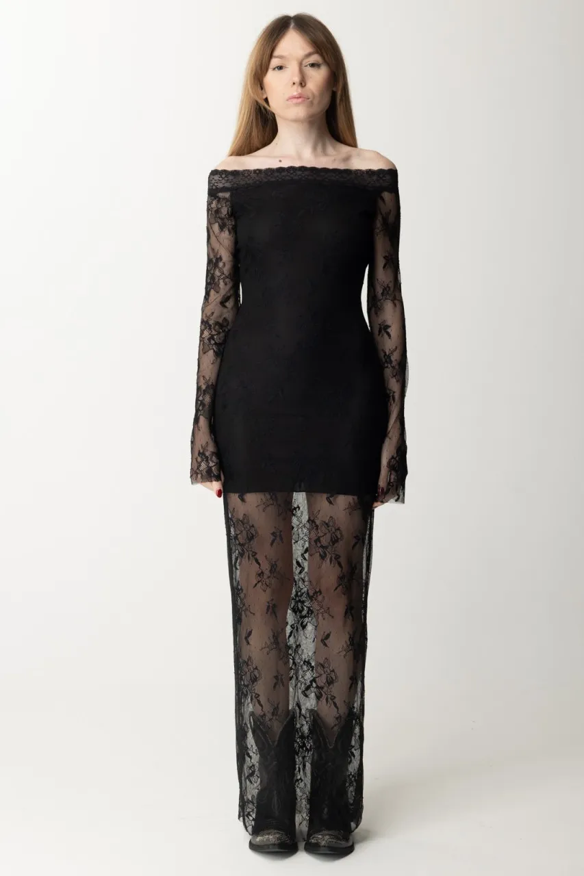 Abito lungo in pizzo Deny Black