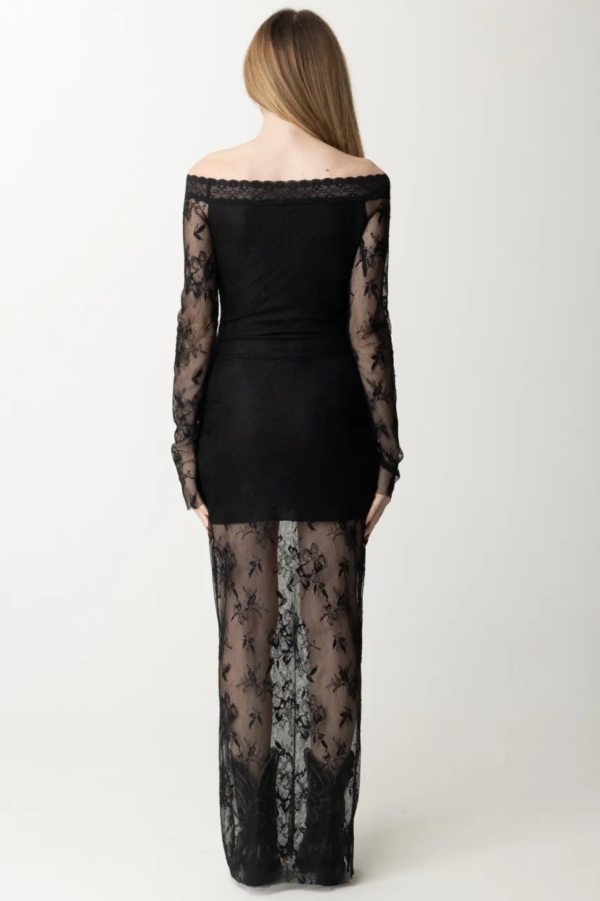 Abito lungo in pizzo Deny Black