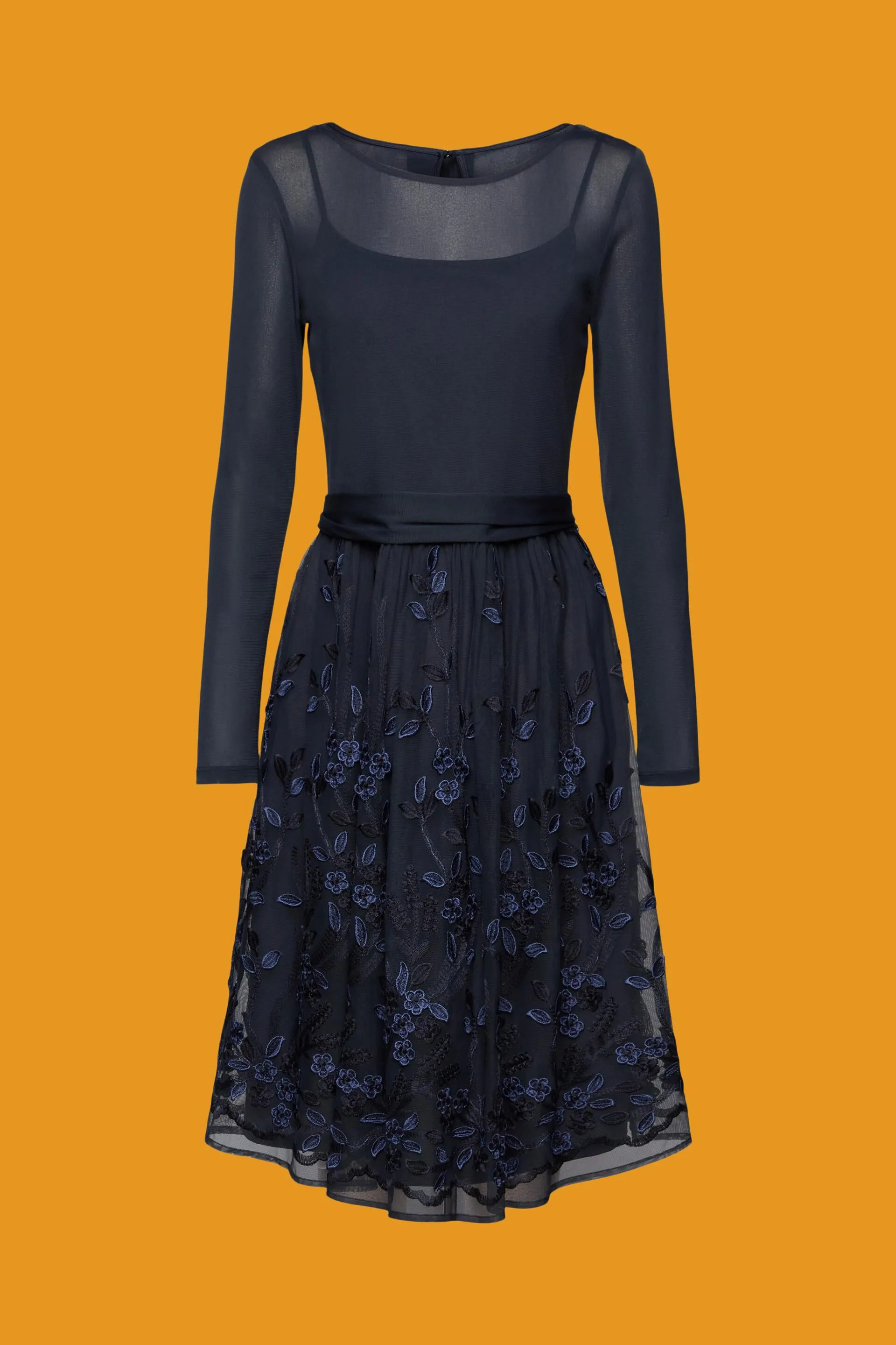 Abito mini in pizzo 3D con mesh floreale ricamato