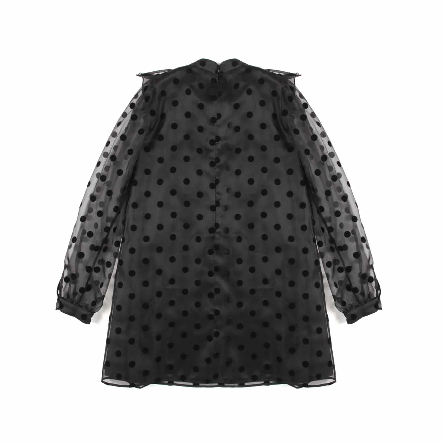 Abito Nero Di Seta Con Pois Di Velluto