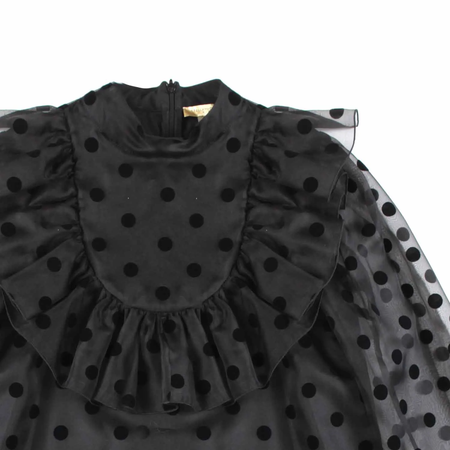 Abito Nero Di Seta Con Pois Di Velluto