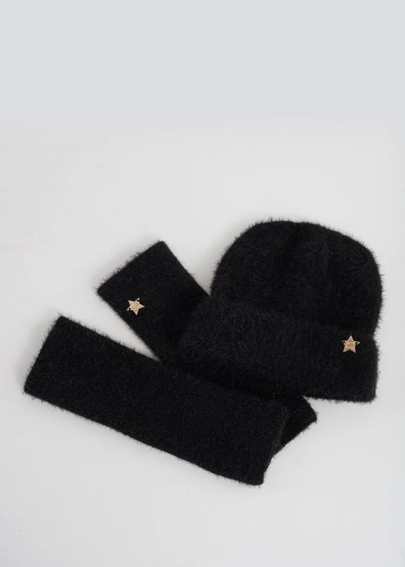 Berretto beanie e manicotti coordinati