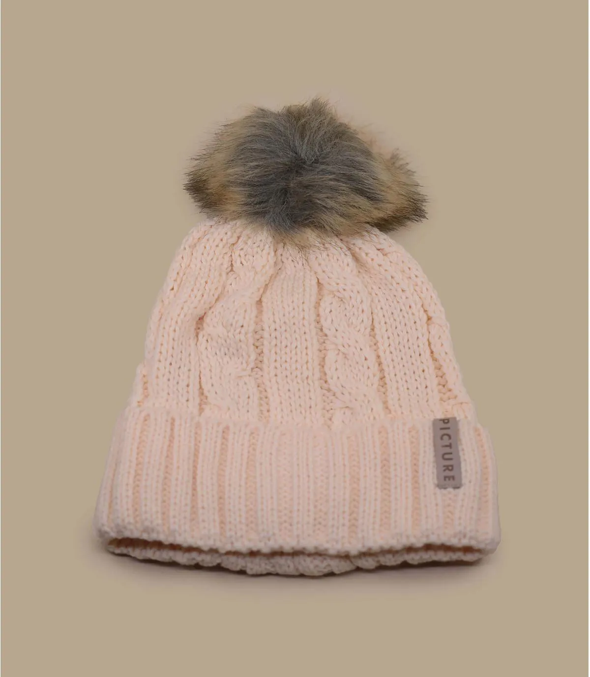 Berretto con pompon beige  Ezah cream     