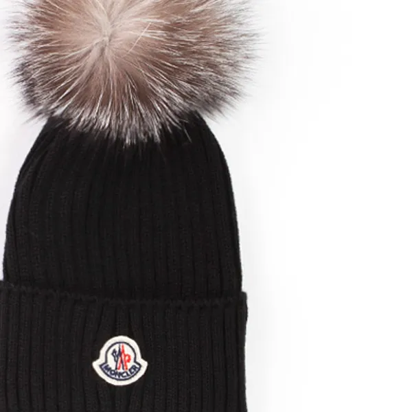 Berretto Nero Pompon Bambina