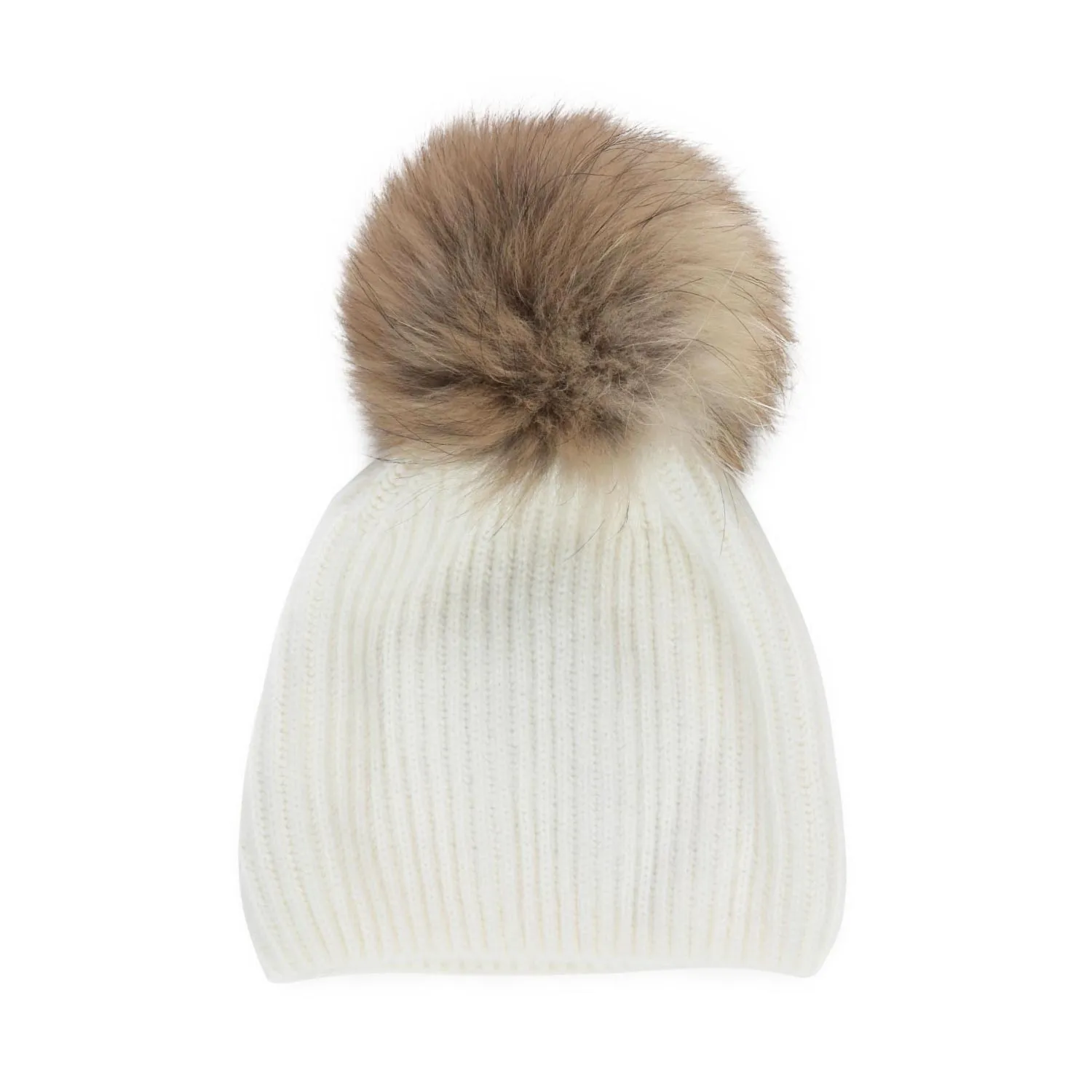 Berretto Panna Pompon Bambina