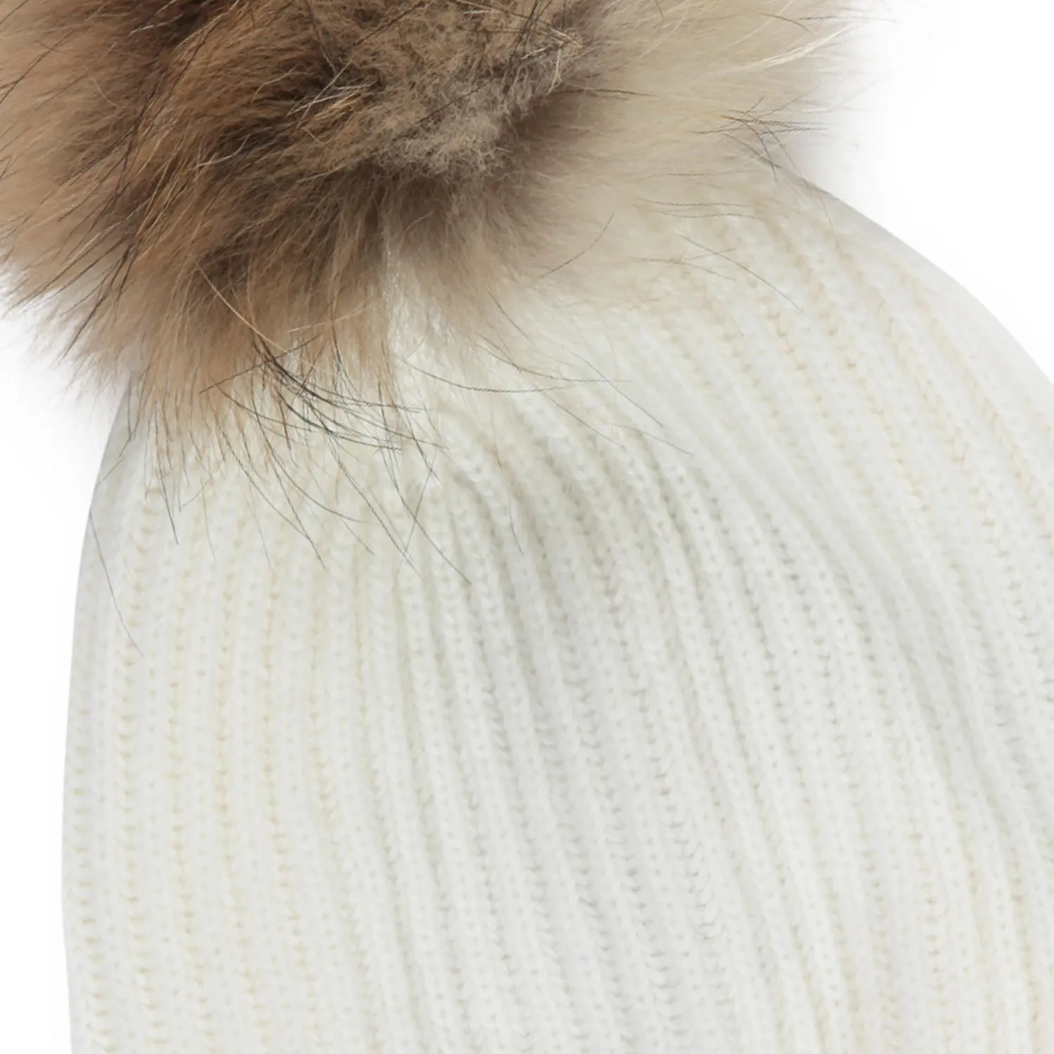 Berretto Panna Pompon Bambina