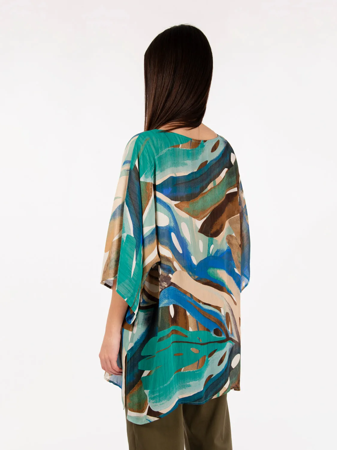 Blusa over in viscosa blu / moro