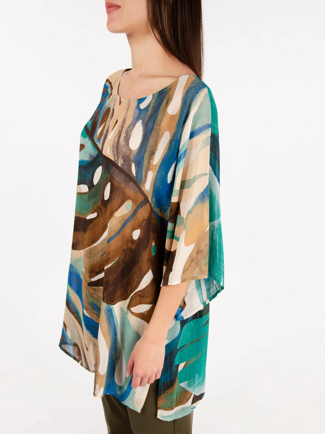 Blusa over in viscosa blu / moro