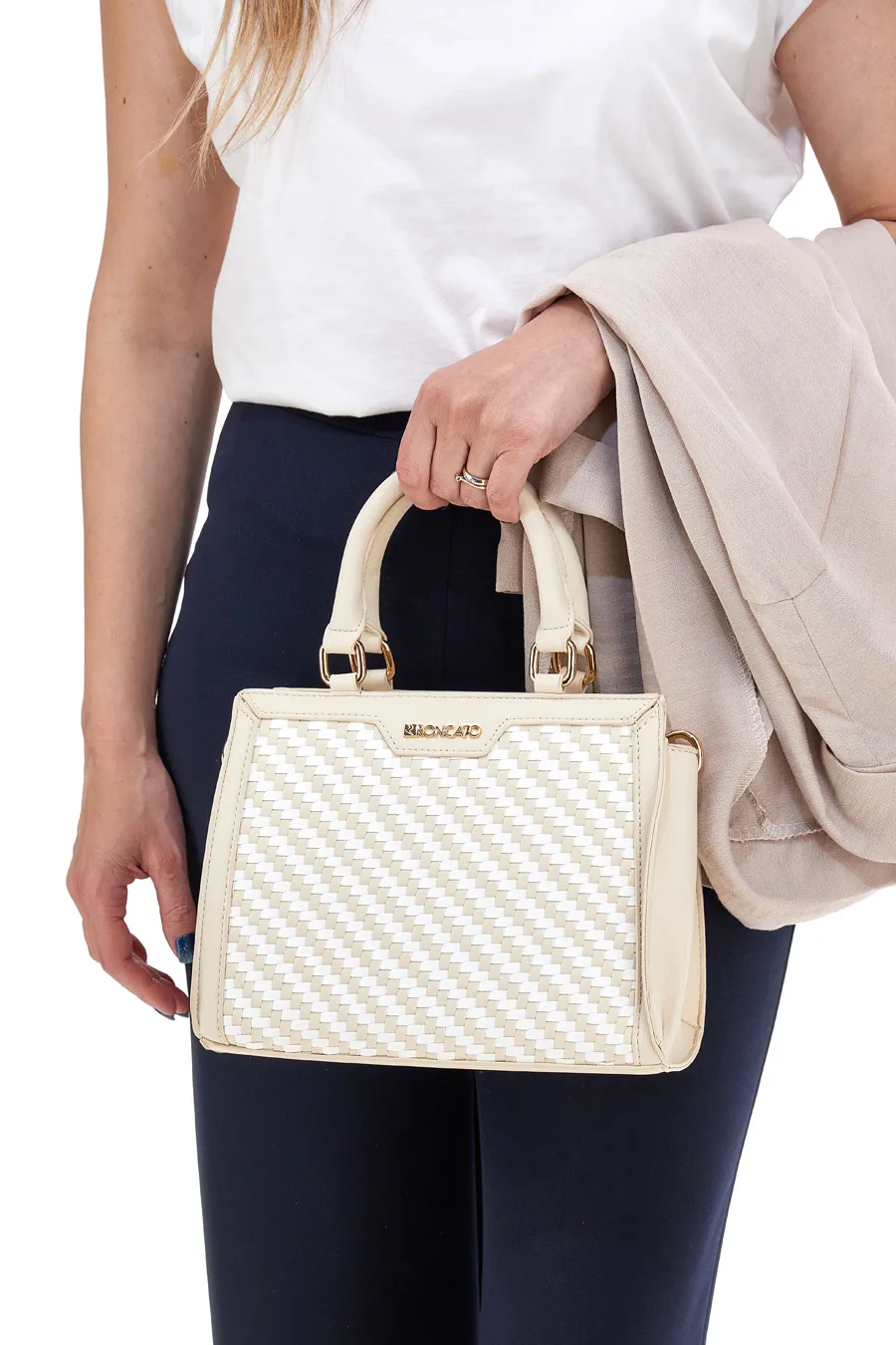 Borsa a Mano Beige e Bianca Roncato R5242,578