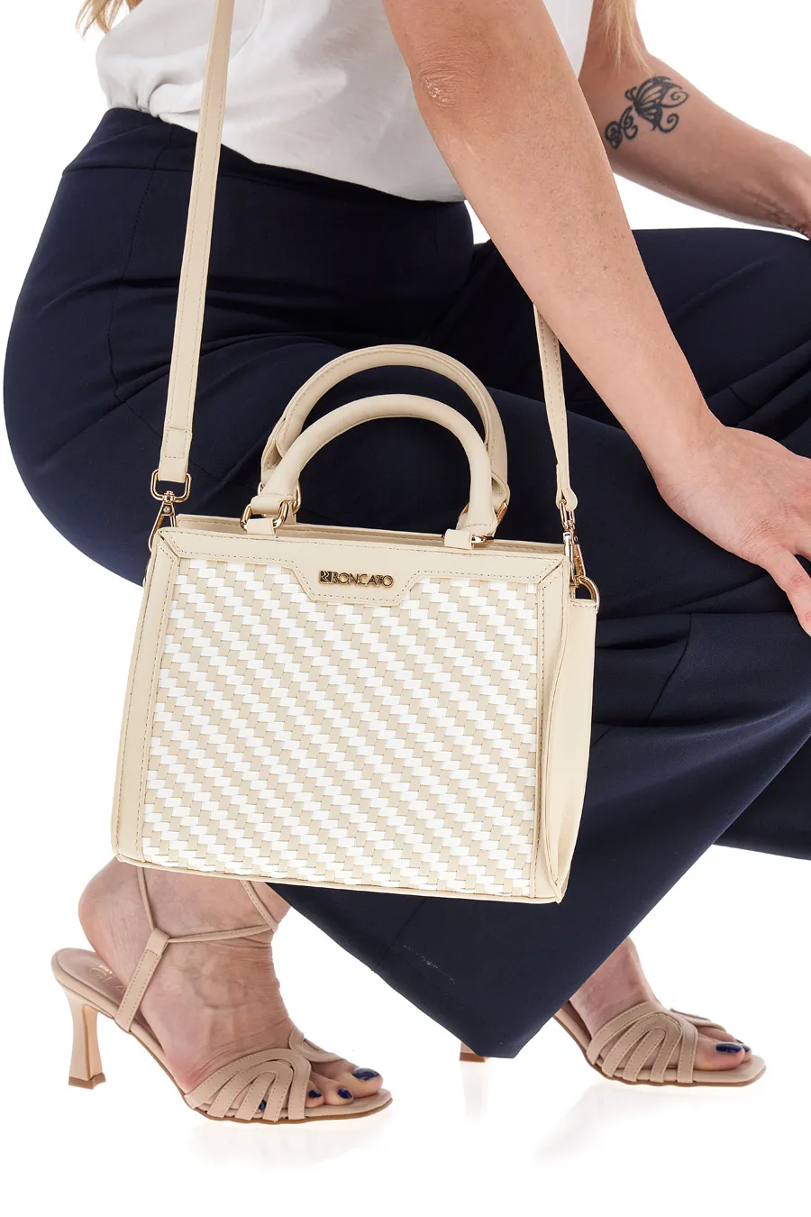 Borsa a Mano Beige e Bianca Roncato R5242,578