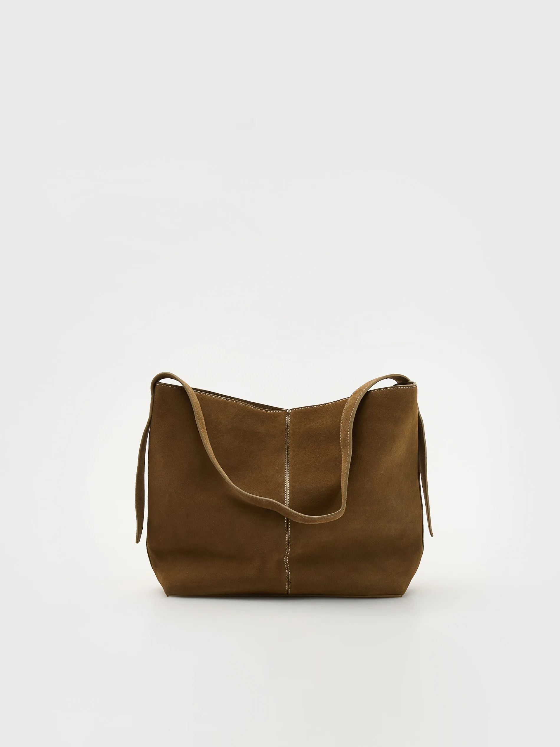 Borsa a spalla in pelle scamosciata