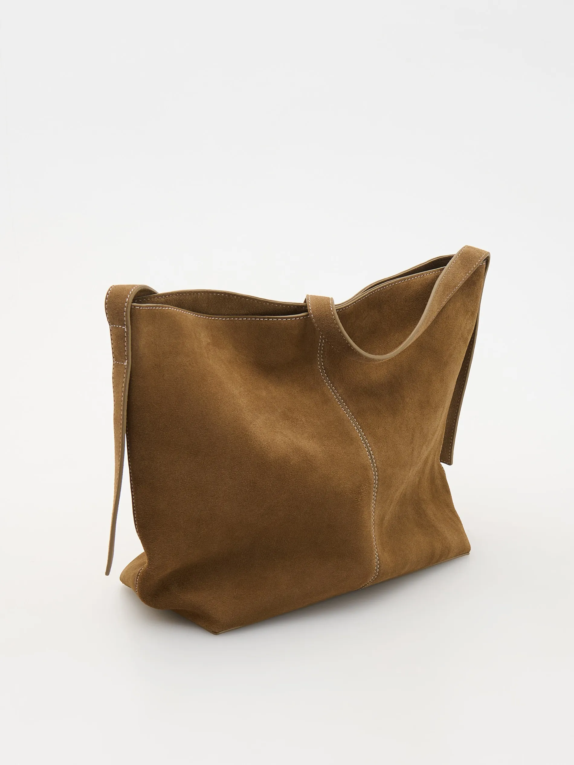 Borsa a spalla in pelle scamosciata