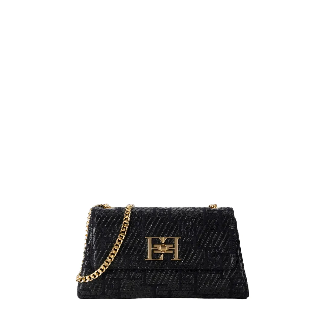 Borsa a spalla in rafia jacquard