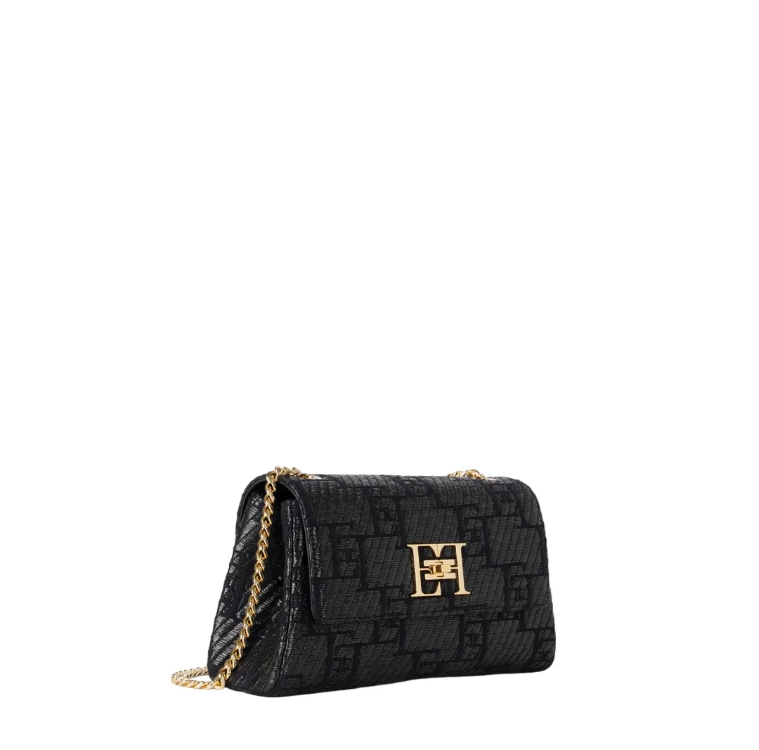 Borsa a spalla in rafia jacquard