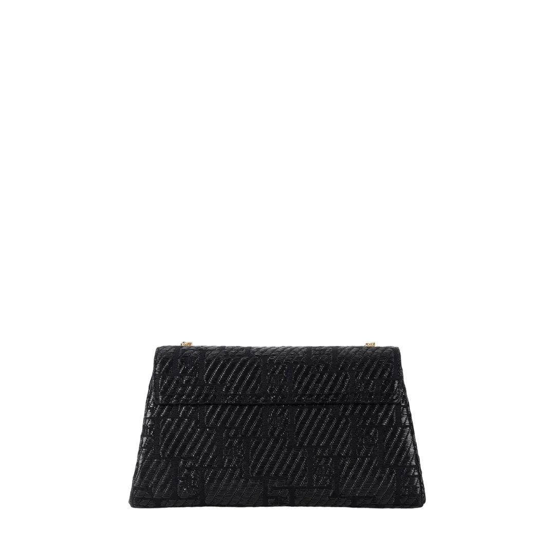 Borsa a spalla in rafia jacquard
