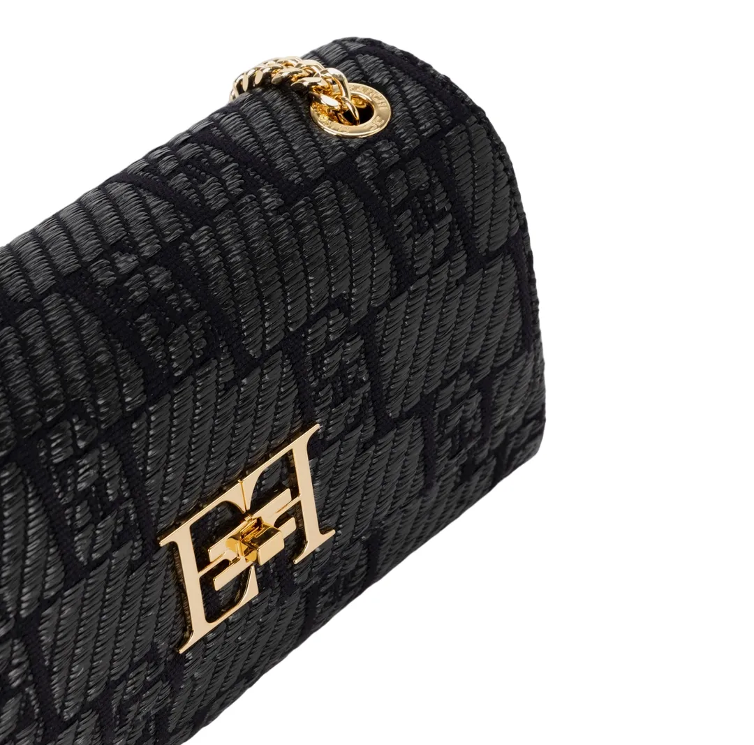 Borsa a spalla in rafia jacquard