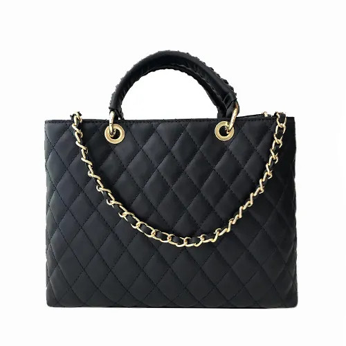 BORSA A SPALLA TRAPUNTATA NERA – cod. 14127 