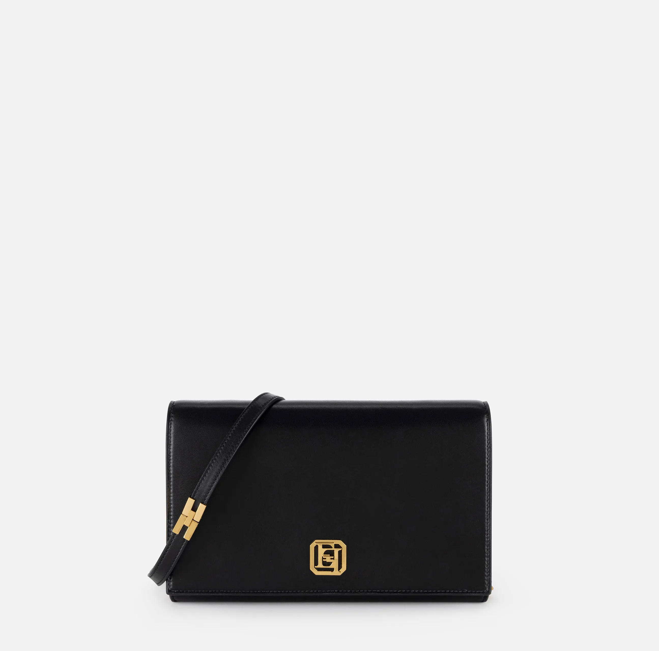 Borsa baguette in nappa con placca logo