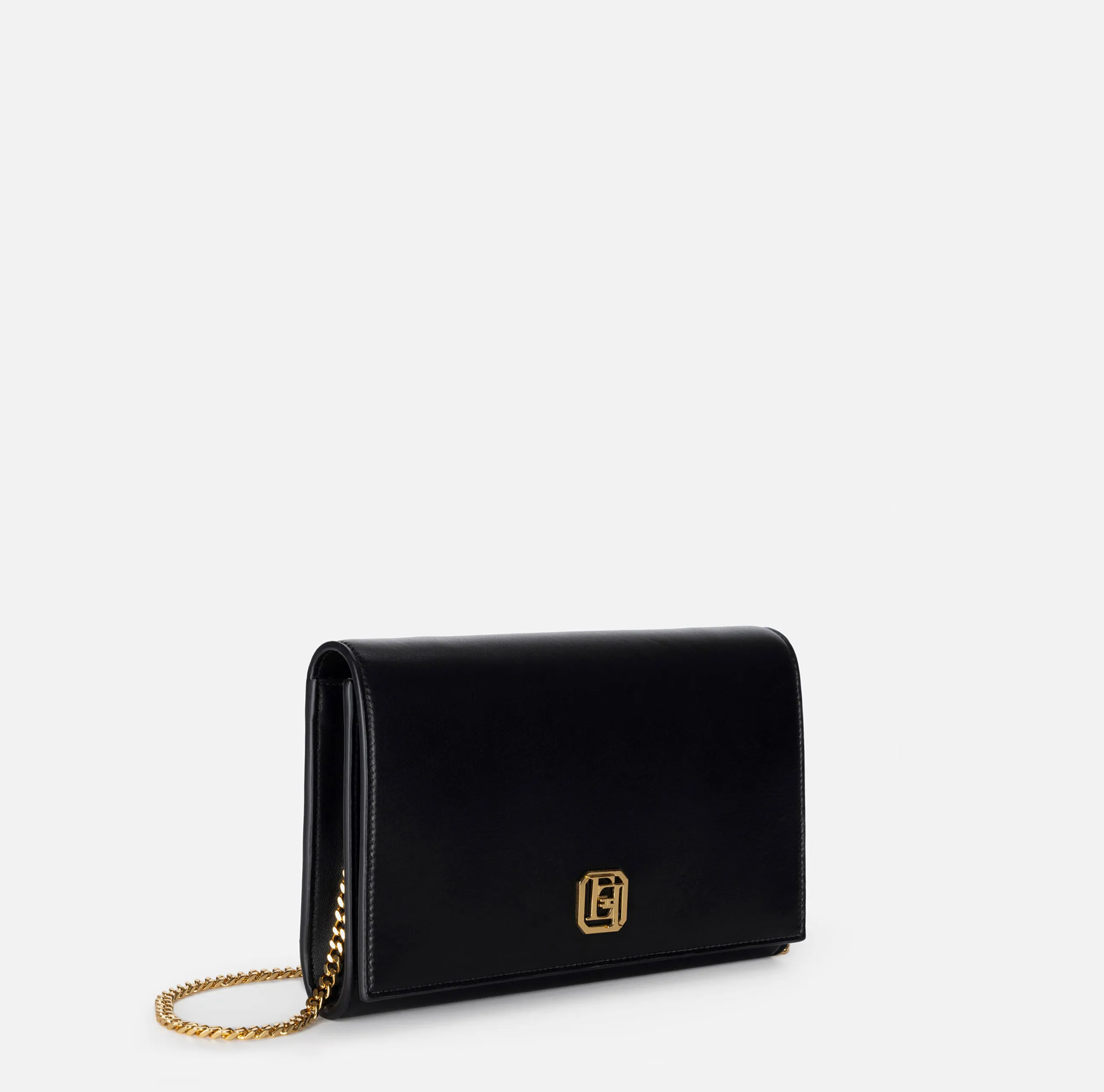Borsa baguette in nappa con placca logo