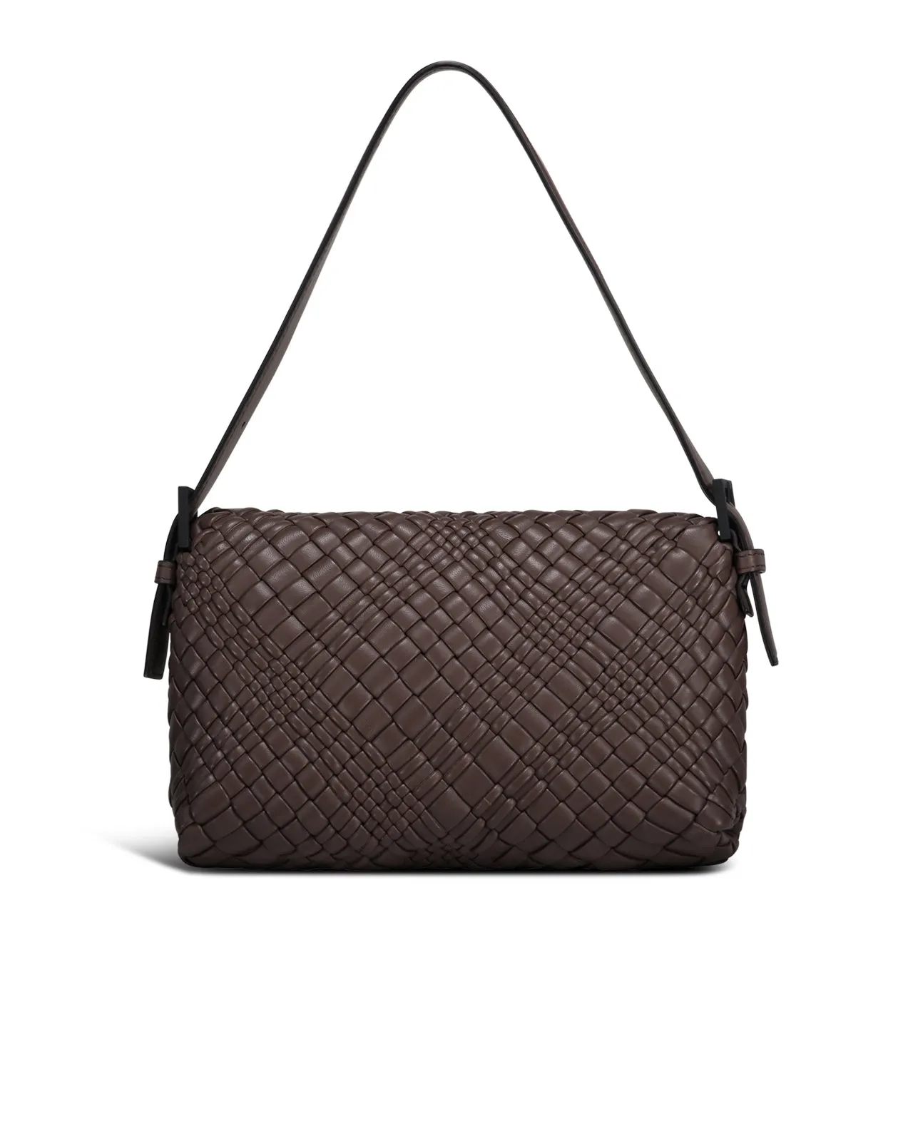 Borsa baguette intrecciata pelle marrone
