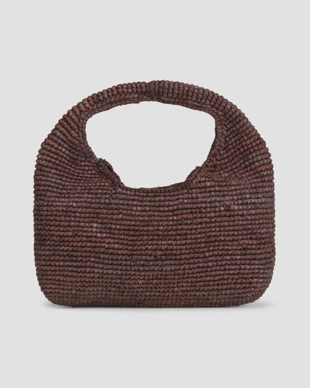 Borsa intrecciata baguette Menbi Halfmoon marrone