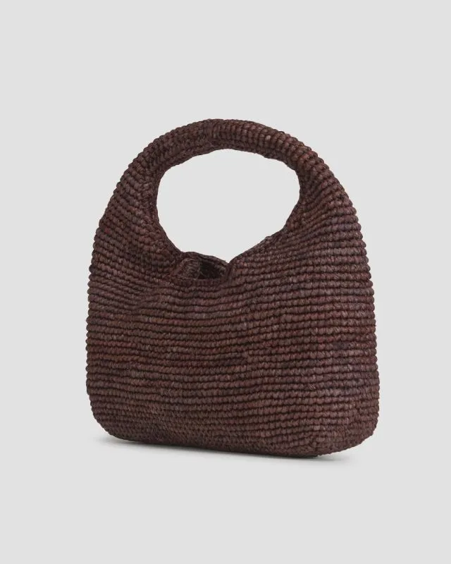 Borsa intrecciata baguette Menbi Halfmoon marrone
