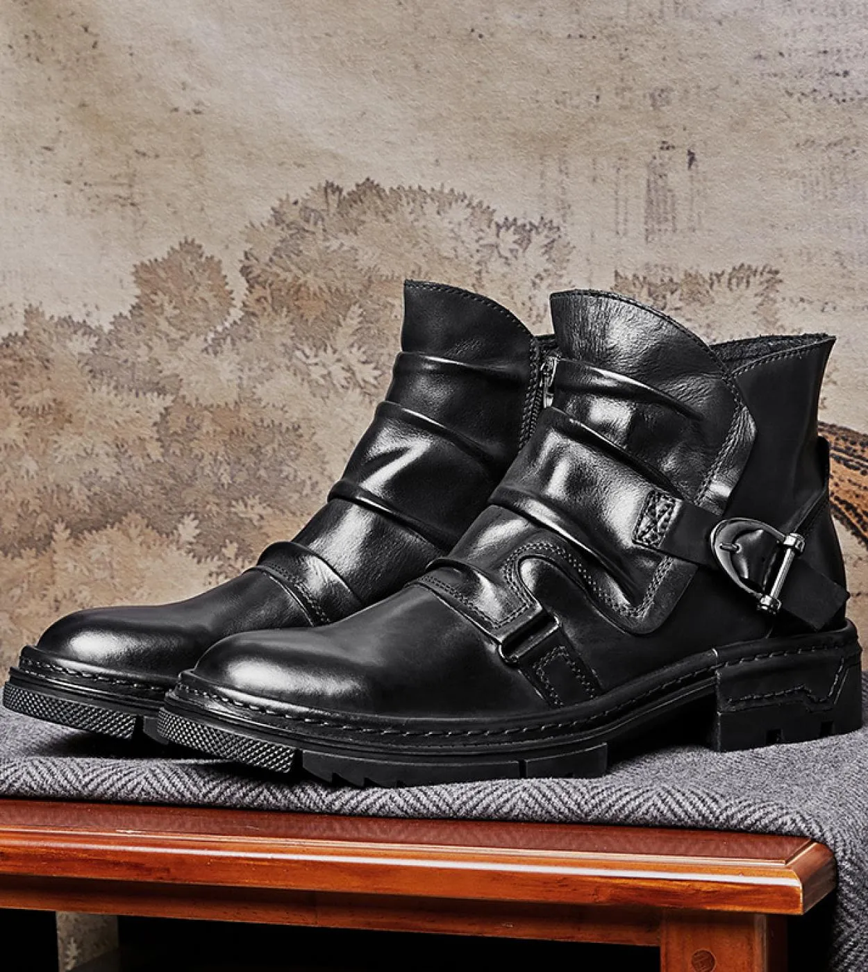 British Trend Mens Boots Luxury Genuine Leather 2023 Summer New Style Quality Designer Scarpe eleganti alla caviglia con fibbia