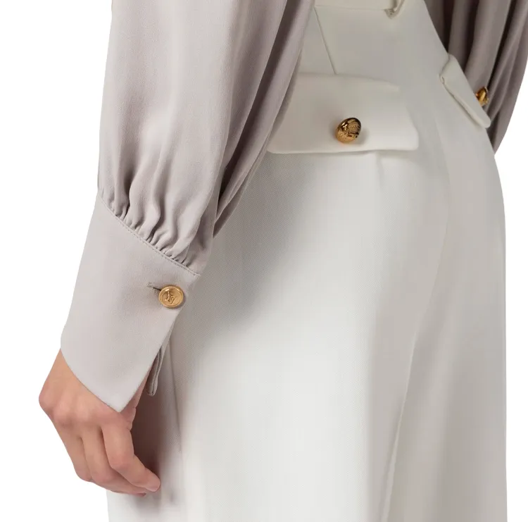 Camicia cropped in georgette di viscosa