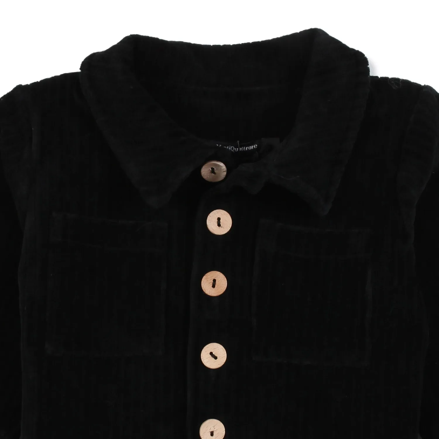 Camicia Di Velluto Nera Bimbo E Bimba