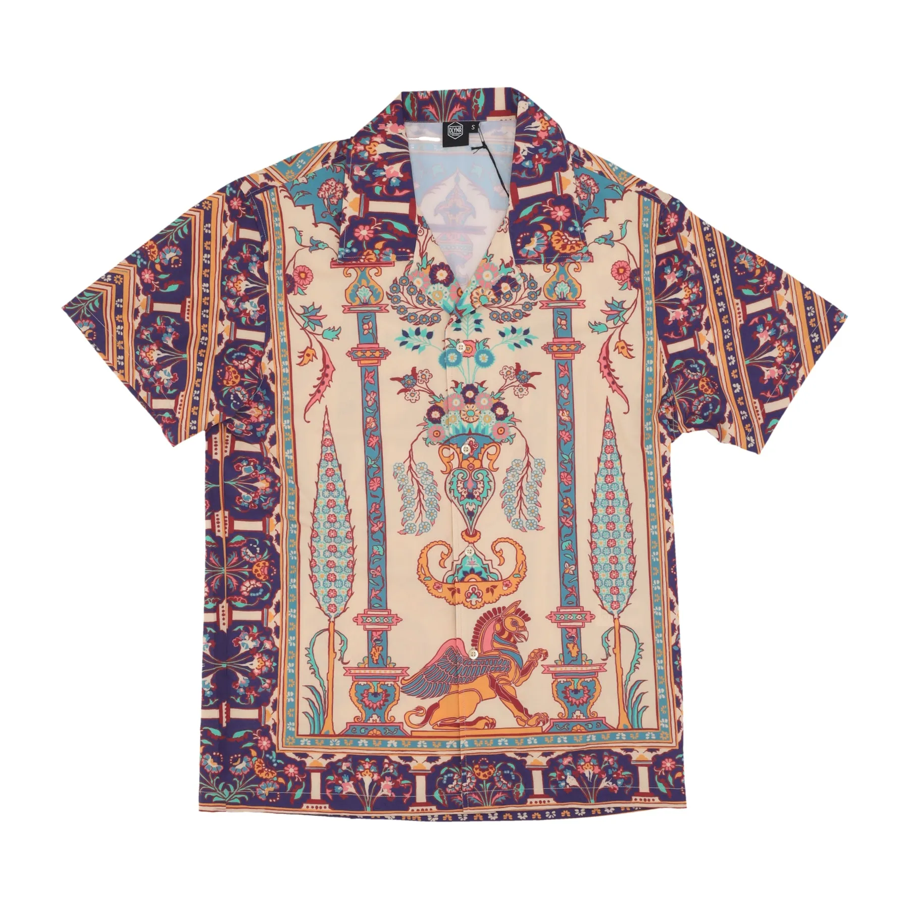 Camicia Manica Corta Uomo Persian Rug Bowling Shirt Beige/multi