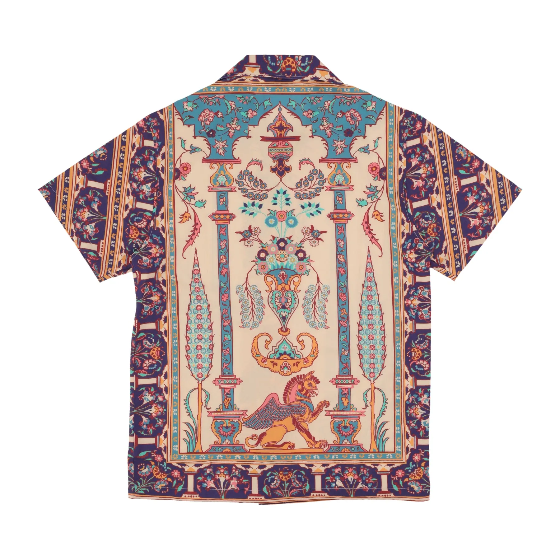 Camicia Manica Corta Uomo Persian Rug Bowling Shirt Beige/multi