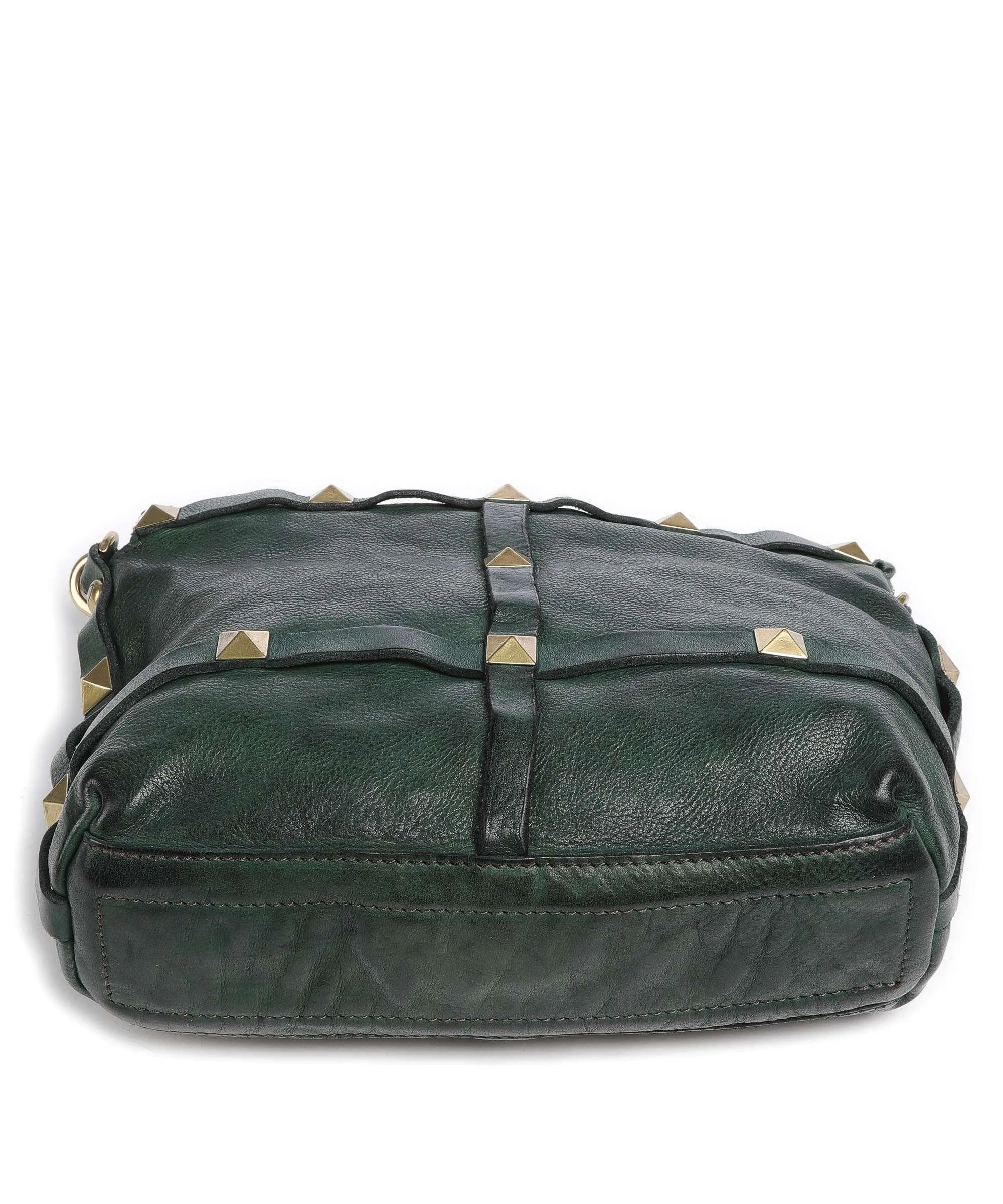  Campomaggi Borsa a spalla pelle di vacchetta grana verde scuro  