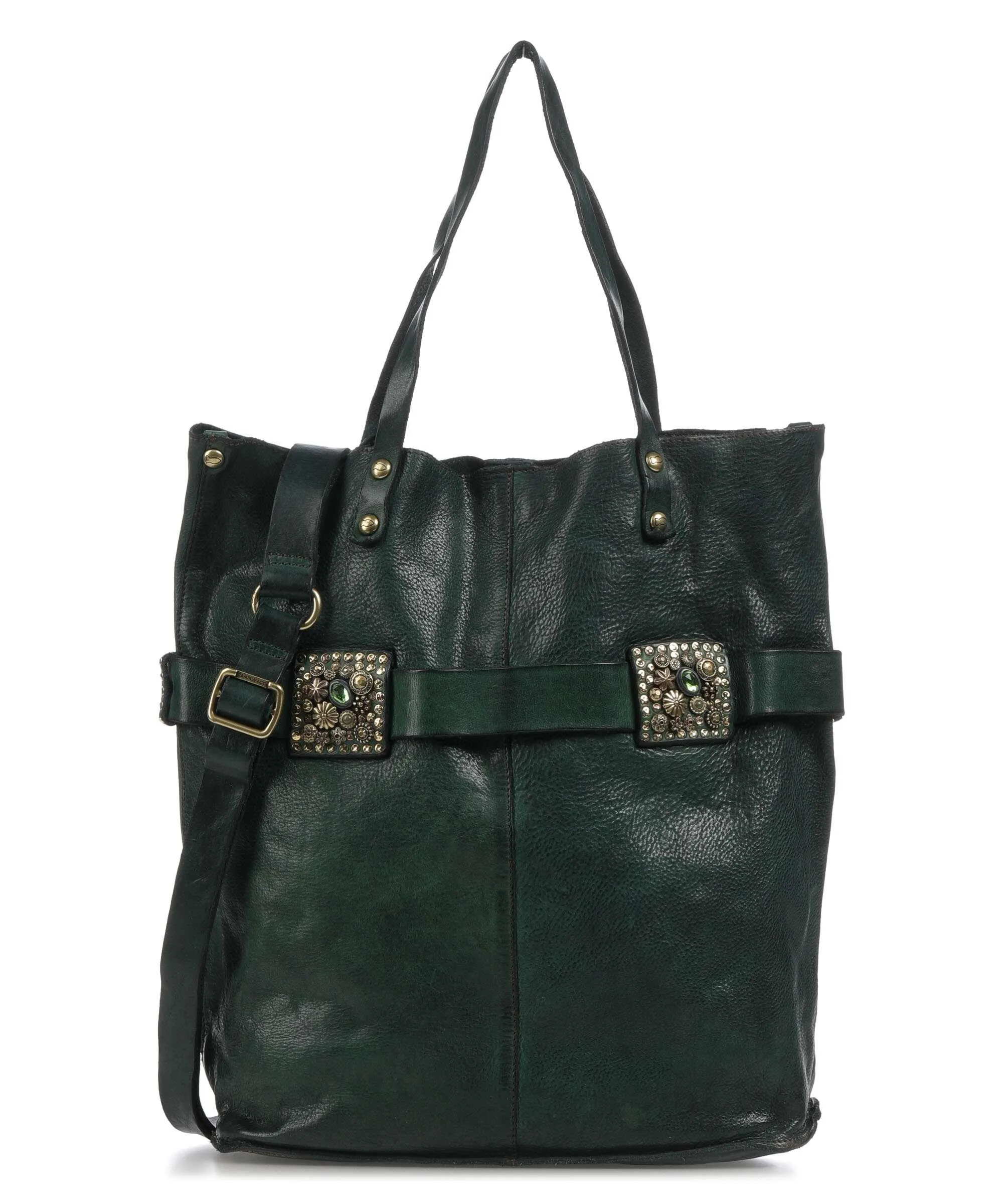  Campomaggi Prestige Borsa shopper pelle di vacchetta grana verde scuro  
