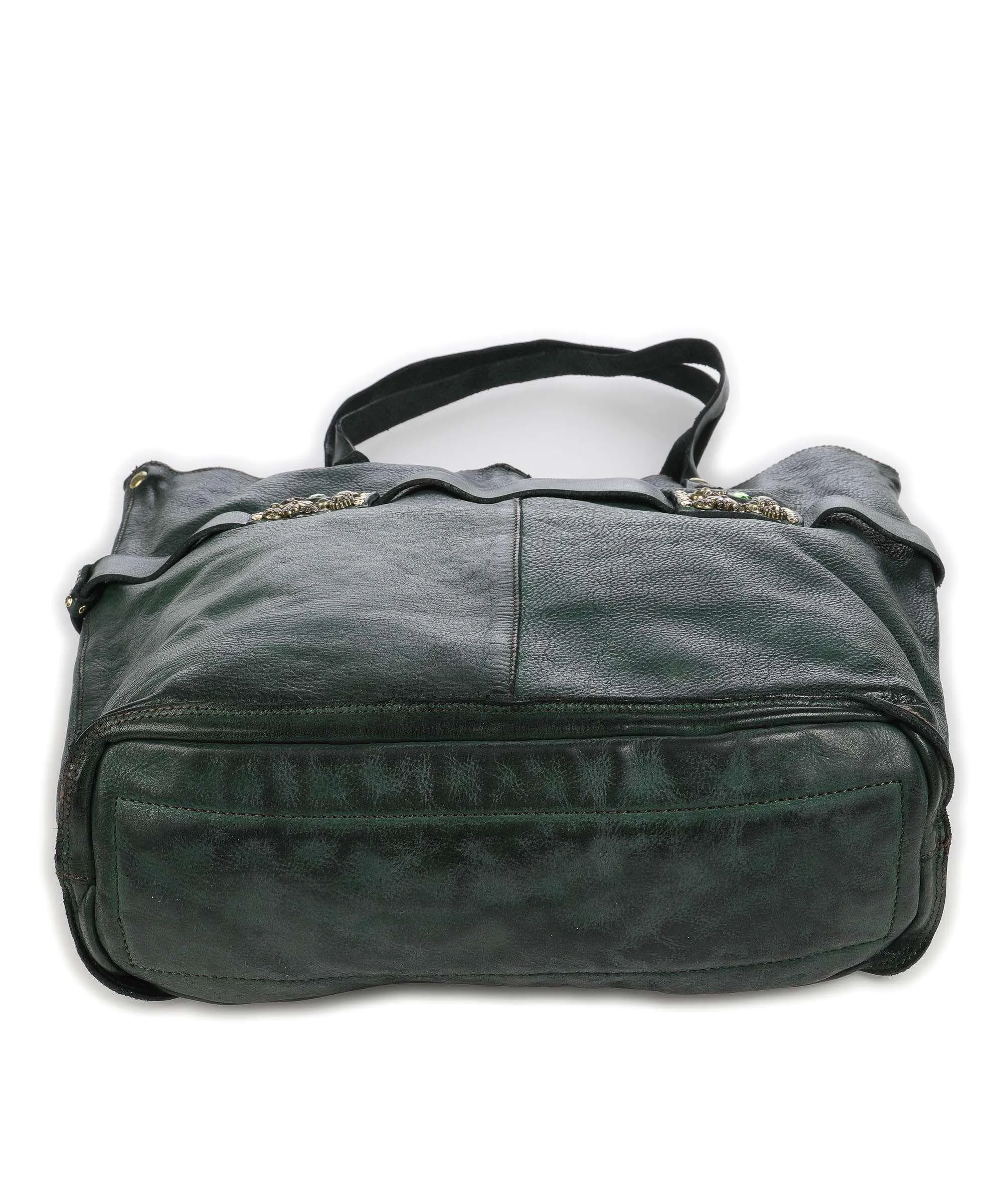  Campomaggi Prestige Borsa shopper pelle di vacchetta grana verde scuro  