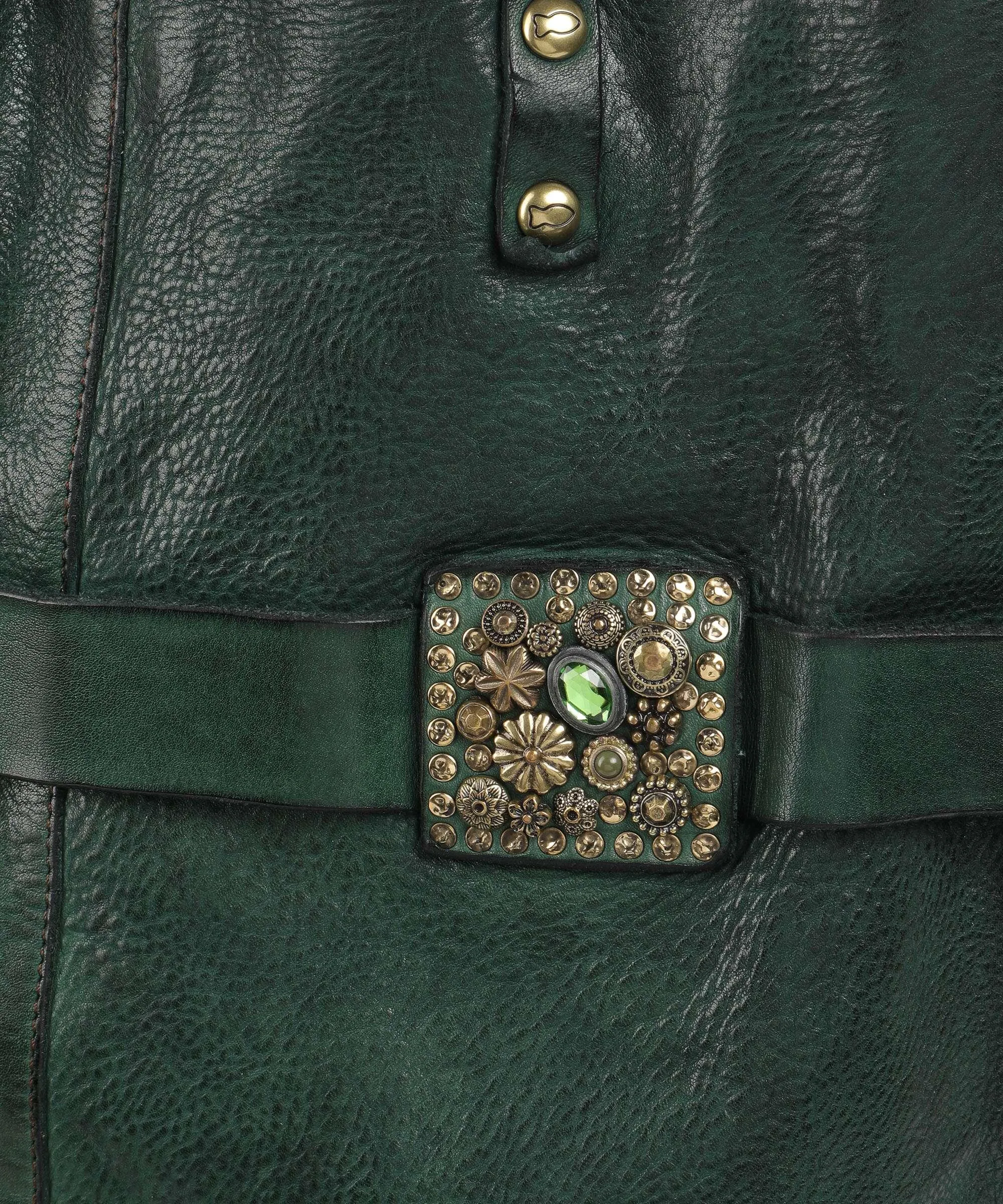  Campomaggi Prestige Borsa shopper pelle di vacchetta grana verde scuro  