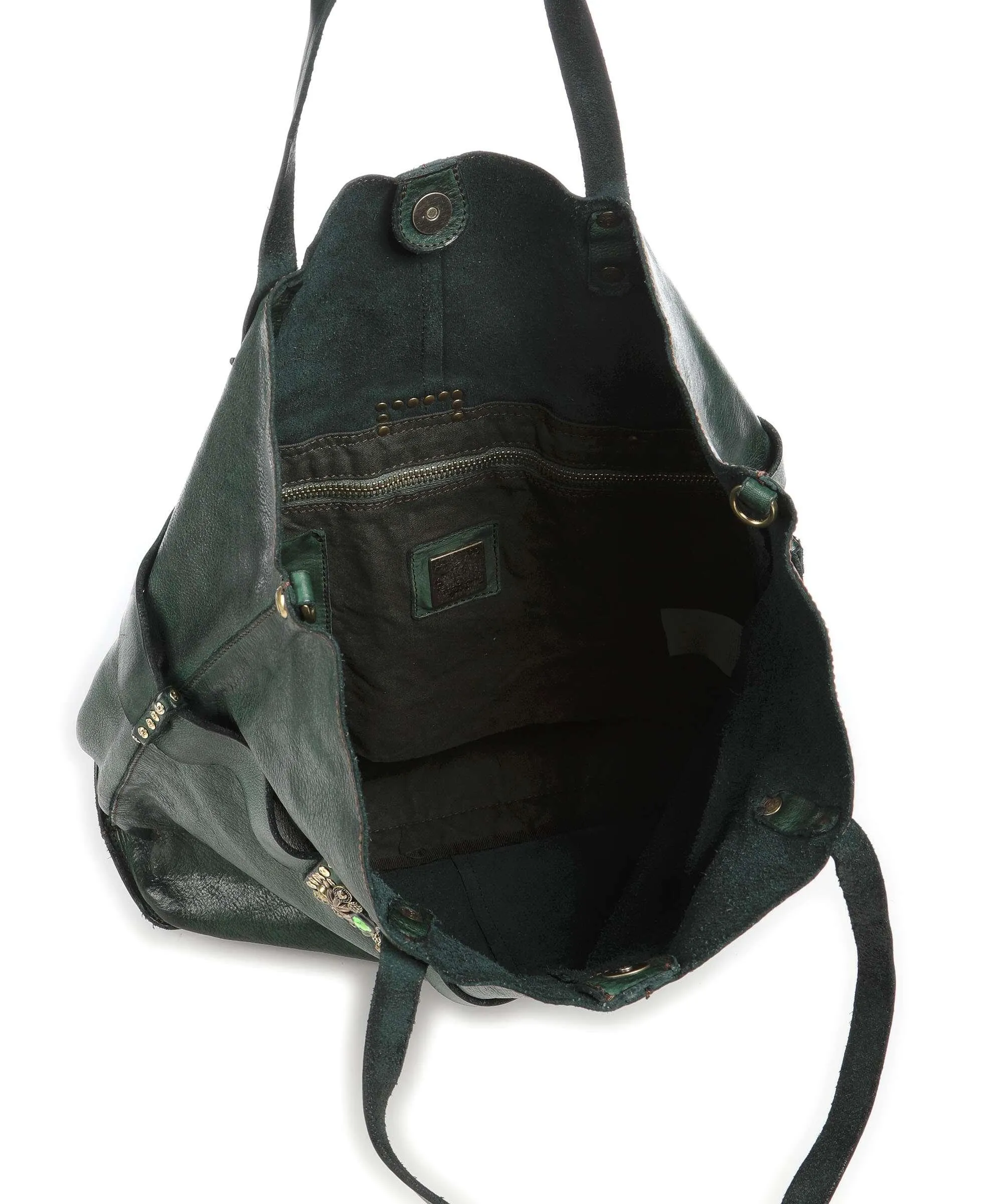  Campomaggi Prestige Borsa shopper pelle di vacchetta grana verde scuro  