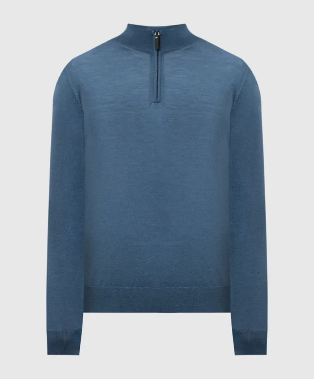Canali Maglia in lana merino blu MK00077C0015