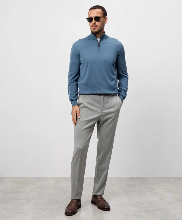 Canali Maglia in lana merino blu MK00077C0015