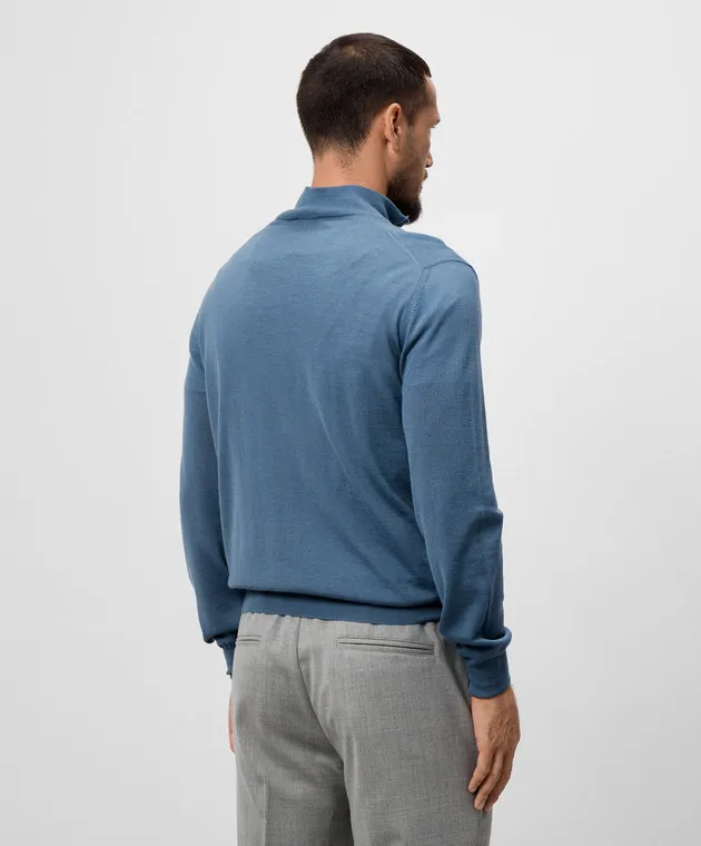 Canali Maglia in lana merino blu MK00077C0015