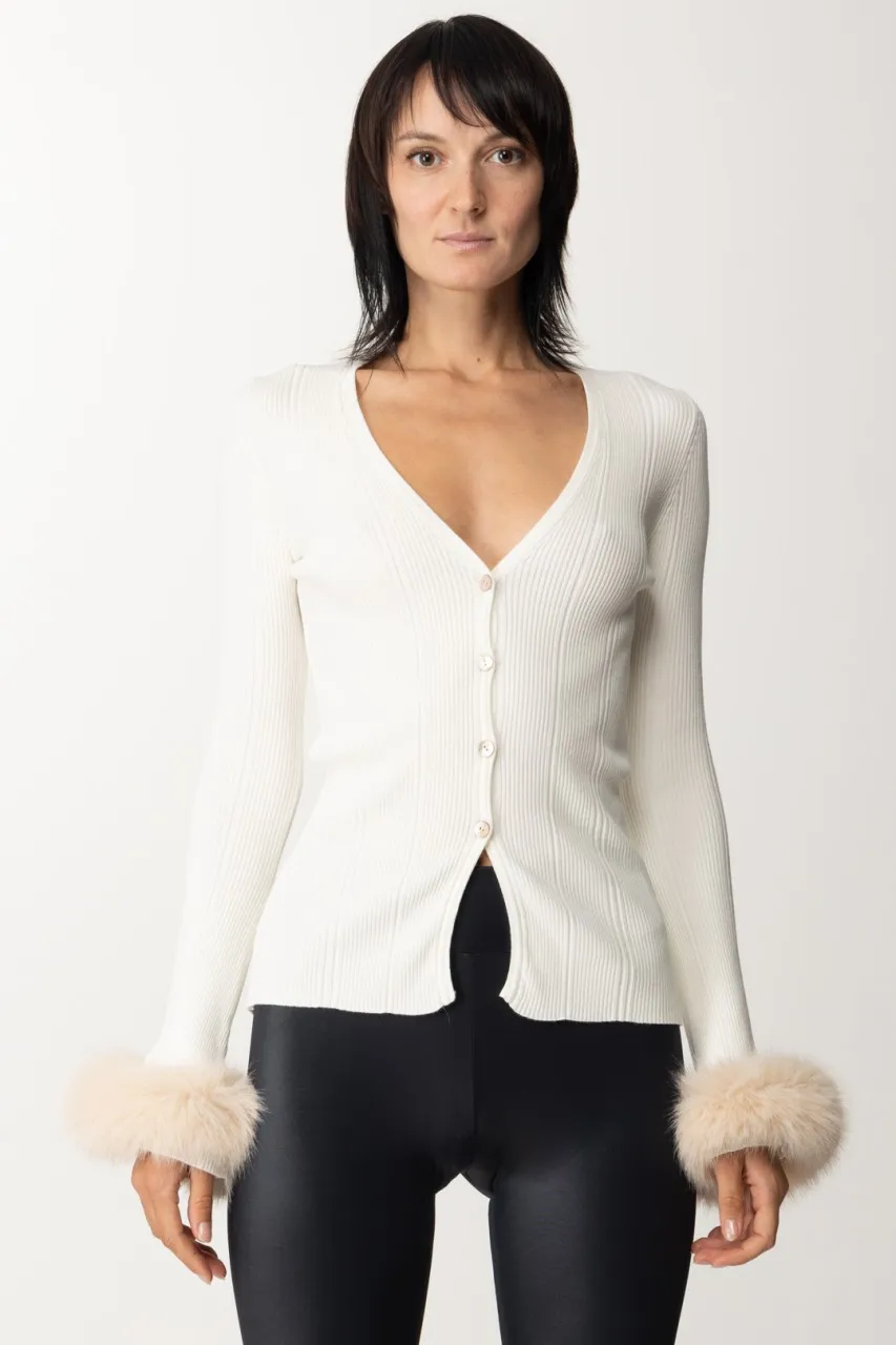 Cardigan con inserti in pelliccia WHITE CLOUD