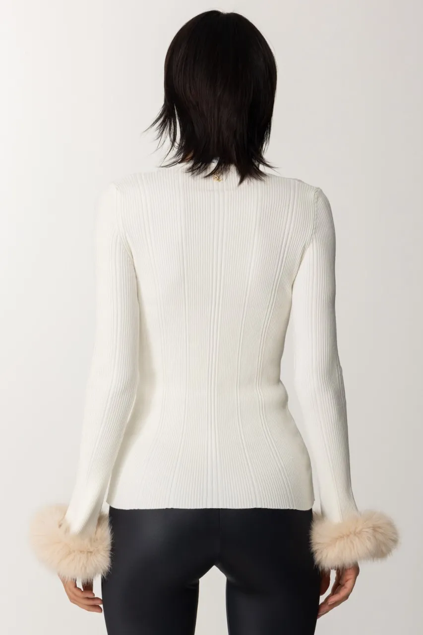 Cardigan con inserti in pelliccia WHITE CLOUD